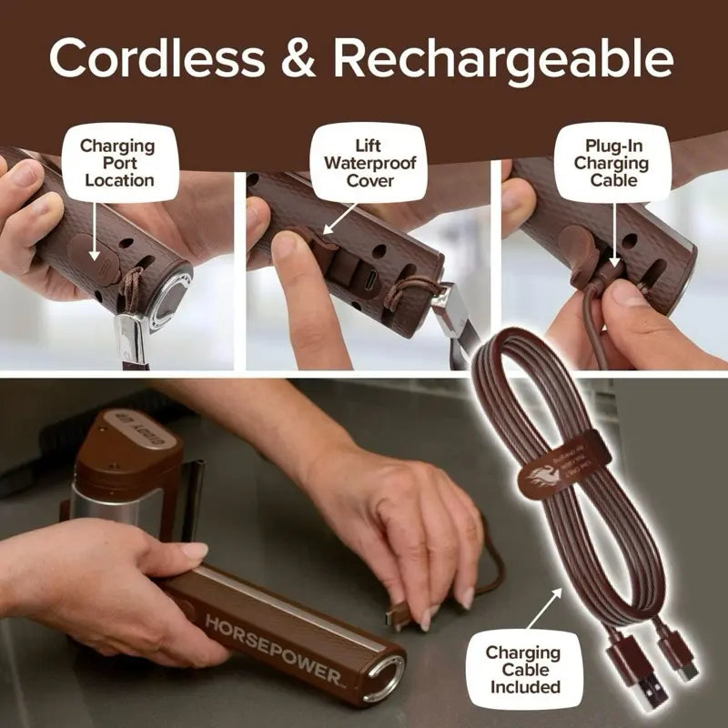 Horsepower Giddy Up Bristle-Free Electric Grill Brush Cordless Stainless Steel Grill Brush with 350 RPM Power for Safe BBQ Cleaning