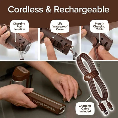 Horsepower Giddy Up Bristle-Free Electric Grill Brush Cordless Stainless Steel Grill Brush with 350 RPM Power for Safe BBQ Cleaning