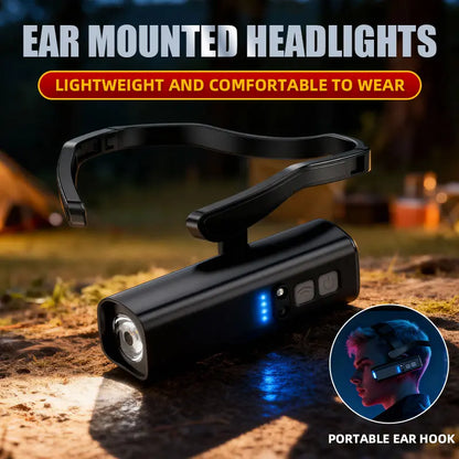 Ear Worn Headlamp, Motion-Sensor LED Headlight – Lightweight & Adjustable for Work, Camping, Running High Lumen Flashlight Multifunctional Flashlight