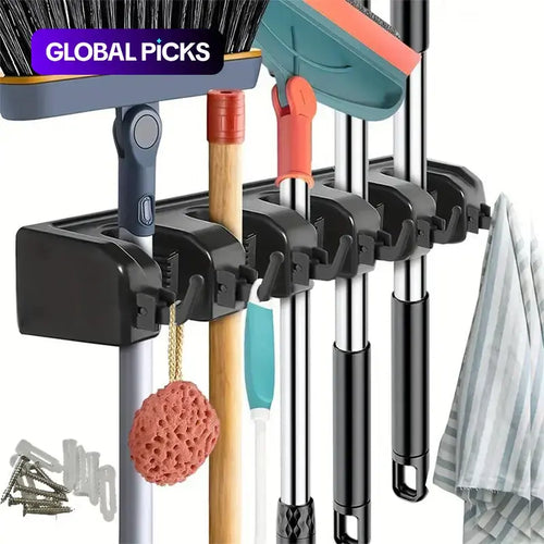 Multi-function Magic Broom & Mop Hook, Wall Mounted Storage, 1 Count Multi-grid Broom & Mop Holder, Portable Household Broom & Mop Organizer, Space Organizer, Plastic Hooks, Home Supplies #TOP PICKS