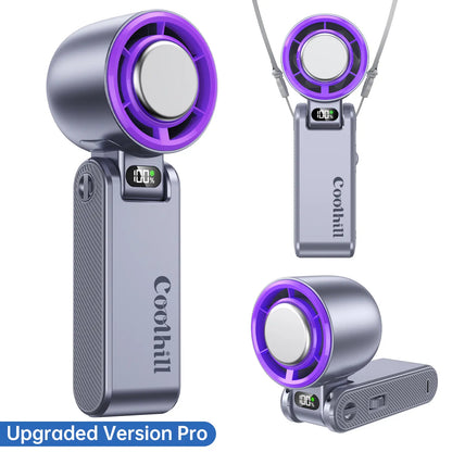 CoolHill ice fan Portable Handheld High Speed Fan 199 Adjustable Levels Foldable for Summer  Travel Vacation Essentials& Outdoor Activities with 13000 RPM Turbine Engine cool fan