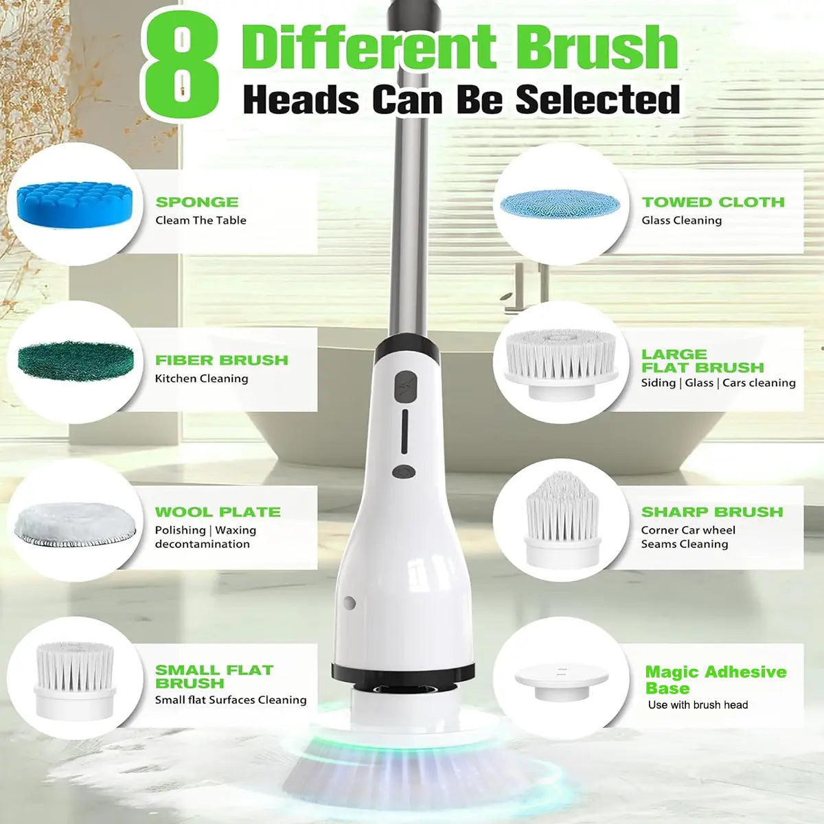 Electric Spin Scrubber, Electric Cleaning Brush with 4 Replaceable Brush Headsand, Cordless Shower Scrubber Full-Body IPX7 Waterproof, 3 Adjustable Extension Handle, 2-Speed for Bathroom, Kitchen, Pool, Toilet, Window, tiktok shop deals