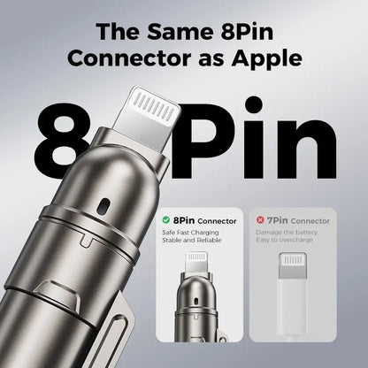 NEW - MAGIC JOHN USB Type C Charging Cable, 4 in 1 Function, 65W Fast Charging, Liquid Silicone and Aluminum Alloy Material, Braided Data Cable, Black & Gray