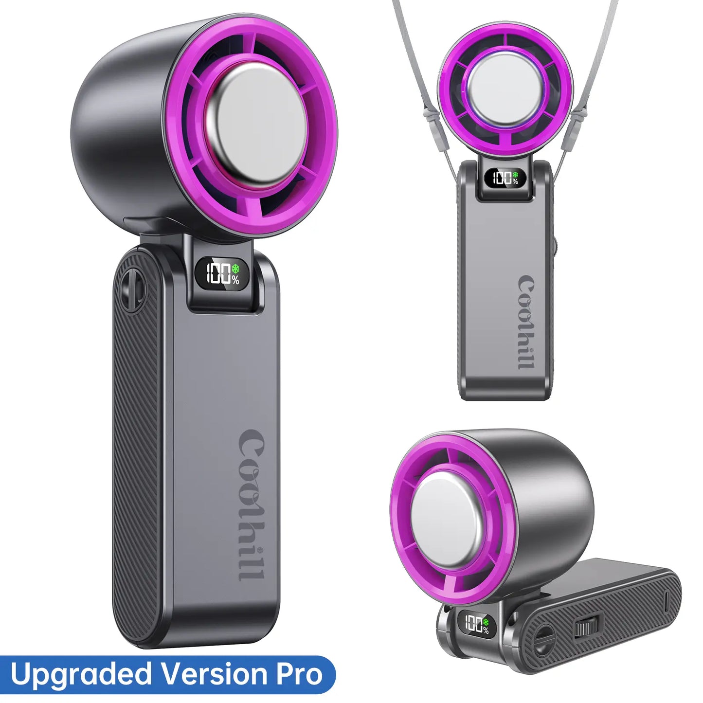 CoolHill ice fan Portable Handheld High Speed Fan 199 Adjustable Levels Foldable for Summer  Travel Vacation Essentials& Outdoor Activities with 13000 RPM Turbine Engine cool fan