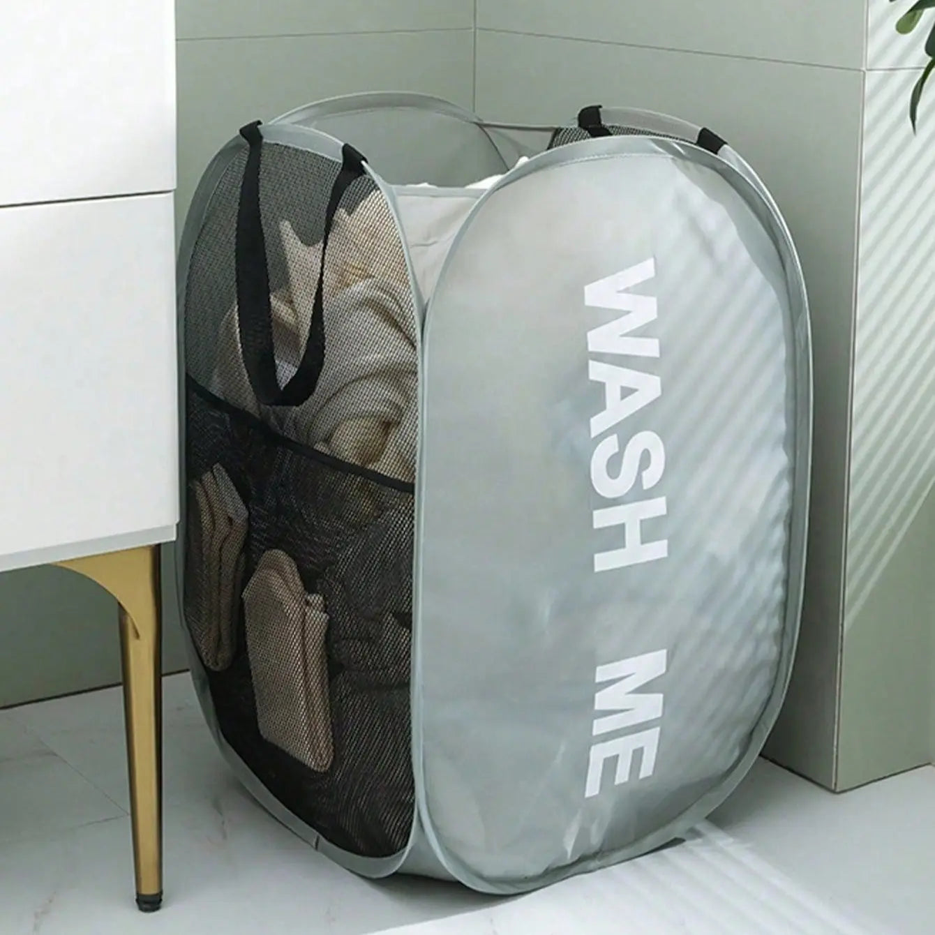 Foldable Laundry Basket with Handle, Home Storage Bin for Dirty Clothes, Durable Organizer for Bathroom & Closet Use, Collapsible Laundry Hamper