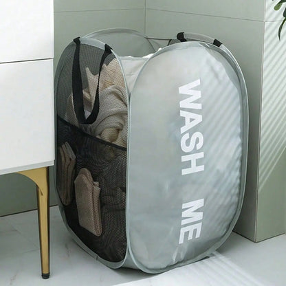 Foldable Laundry Basket with Handle, Home Storage Bin for Dirty Clothes, Durable Organizer for Bathroom & Closet Use, Collapsible Laundry Hamper