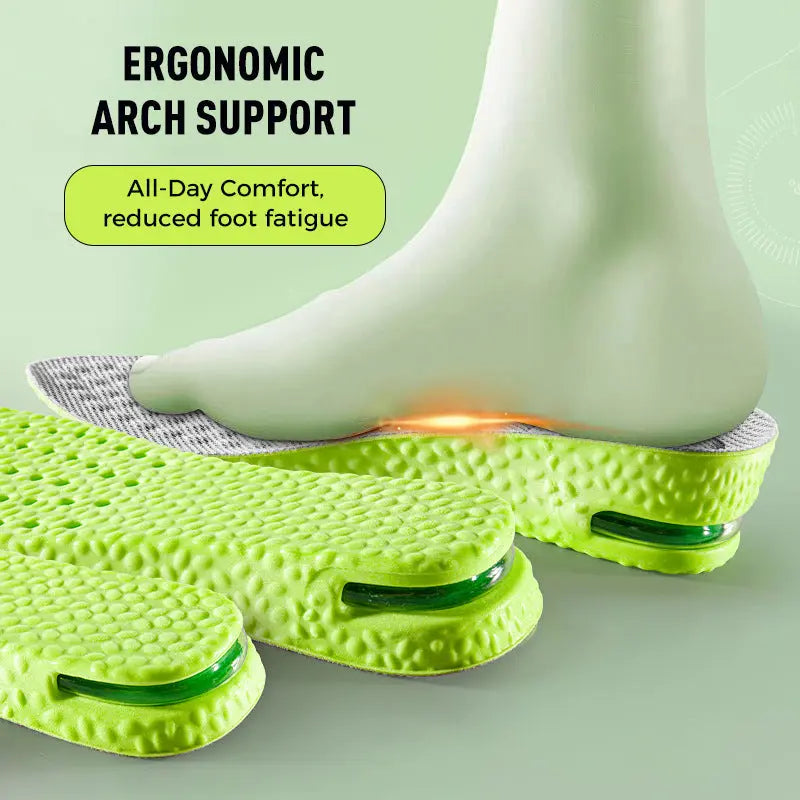 Comfortable Insoles with Air Cushion Height-Increasing Effect and Arch Support