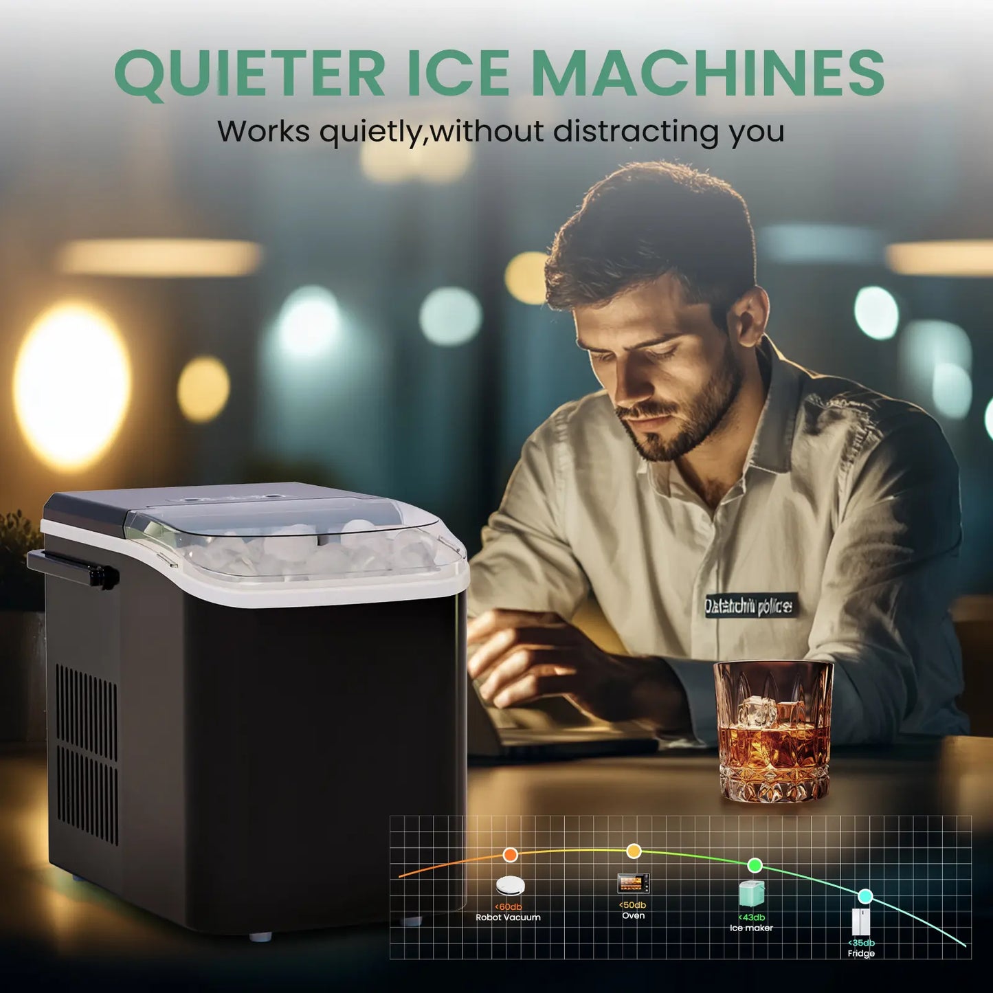 【Deal】Sweet Furniture S-Countertop Ice Maker, Portable Ice Machine Self-Cleaning with Scoop, Basket and Handle, 9 Cubes in 6 Mins, 2 Sizes of Bullet Ice