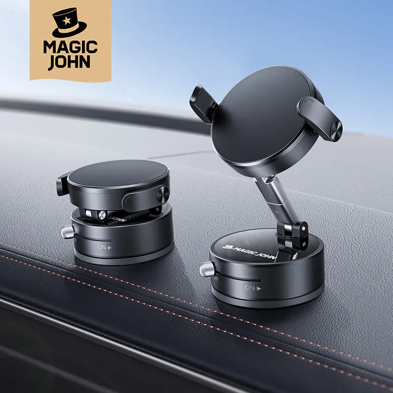 MAGIC JOHN 360° Magnetic Phone Holder Strong Magnetic Grip, Anti-Slip Base & Foldable Design for Car, Home & Travel