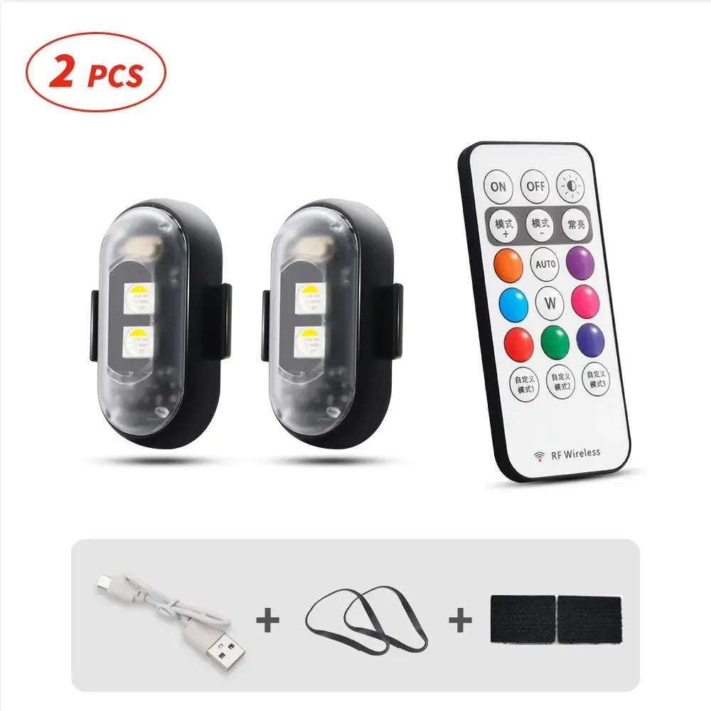 RGB Led Aircraft Strobe Light Remote Wireless Motorcycle Flash Light Warning Lights for   Bike Car Multifunctional