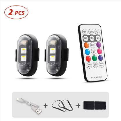 RGB Led Aircraft Strobe Light Remote Wireless Motorcycle Flash Light Warning Lights for   Bike Car Multifunctional