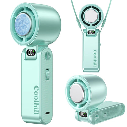 CoolHill ice fan Portable Handheld High Speed Fan 199 Adjustable Levels Foldable for Summer  Travel Vacation Essentials& Outdoor Activities with 13000 RPM Turbine Engine cool fan