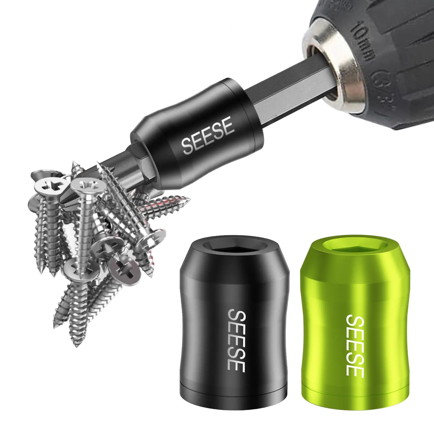 SEESE Strong Magnetic Screw Ring: 1/4 Inch/ 6.35 mm Universal Magnetic Screw Holder - Removable Magnetic Screwdriver Drill Bit Holder for Hex Screwdriver and Power Bits
