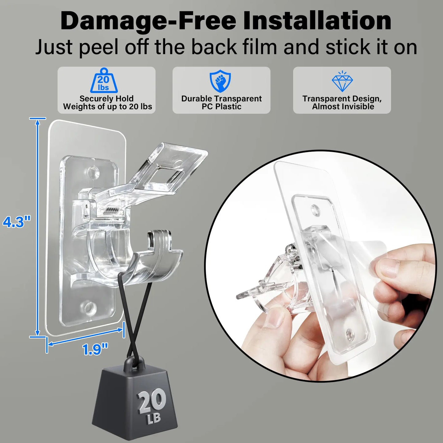 6-Pack No Drill Needed Curtain Rod Holders Brackets, Self Adhesive Rod Holder Hooks, Multipurpose Nail Free Stick on Curtain Rod Hooks Decor Bathroom