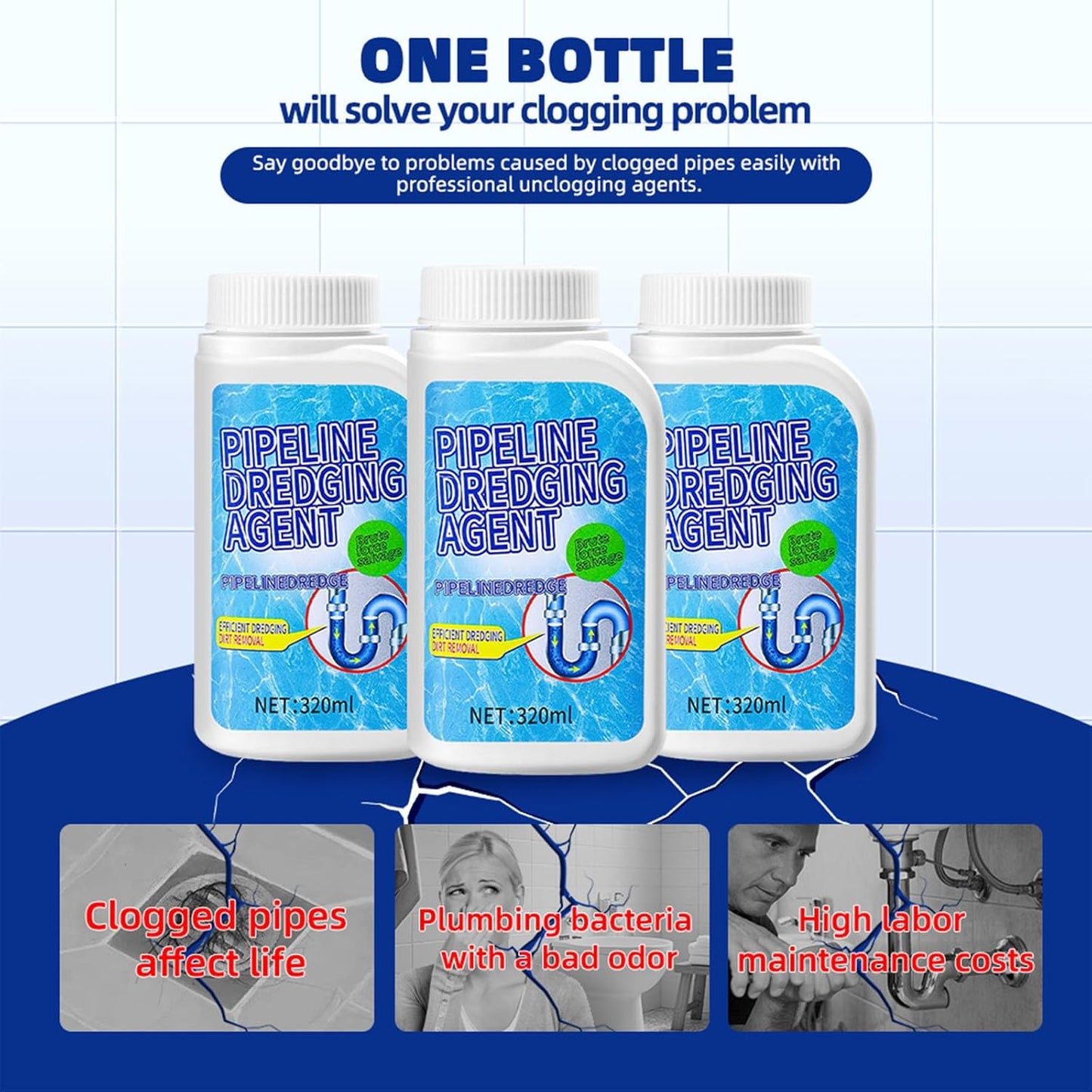 Pipeline Dredging Agent, Toilet Unclogger and Kitchen Sink Pipe Unblocking Powder