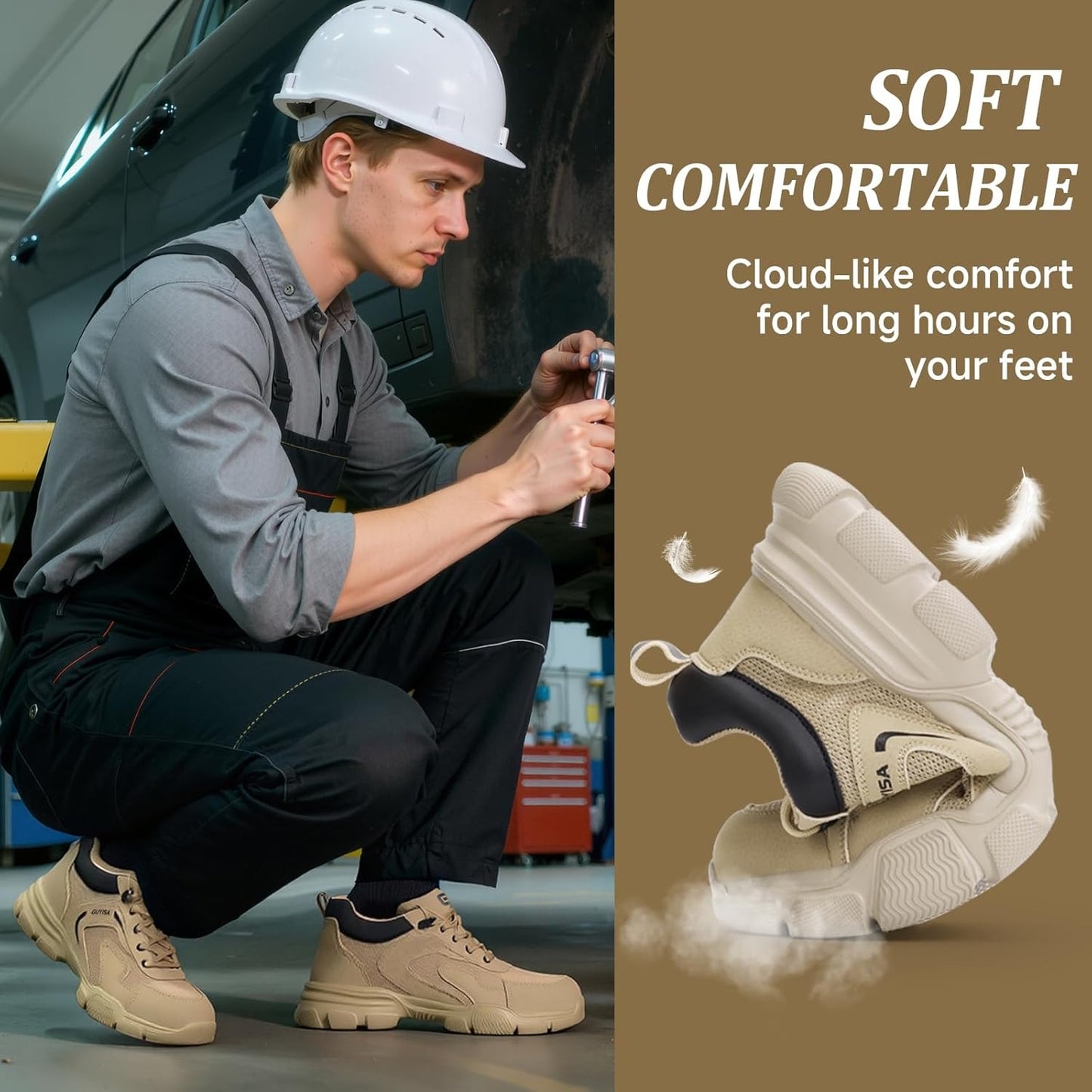 One-piece high-strength safety shoes, capable of withstanding a 3,000-pound heavy object impact, puncture-resistant, lightweight and breathable