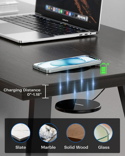 Invisible Wireless Charger, 0-30mm Under Desk Wireless Charger, Dual Uses On or Hidden Under Table Charging Pad for Nightstand for iPhone 17/17 Pro/17 Pro Max/17 Air/16/15/14/Samsung Phone