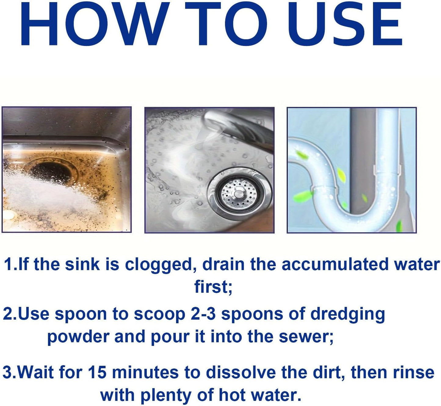 Pipeline Dredging Agent, Toilet Unclogger and Kitchen Sink Pipe Unblocking Powder