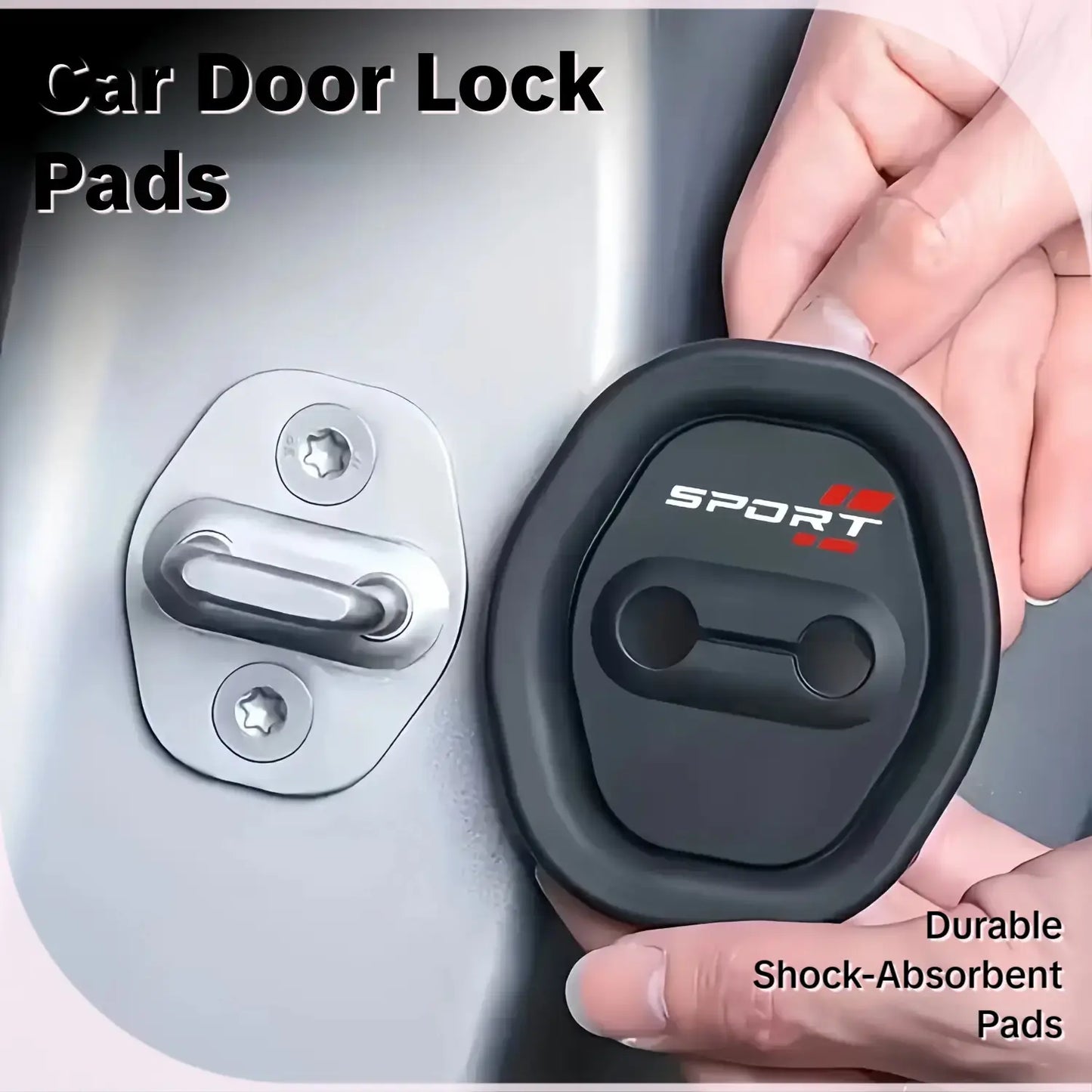 Car Door Lock Silicone Pad Set (4 Pieces), Absorbs Impact and Prevents Collisions, Thick Buffer Design, Durable and Silent Performance