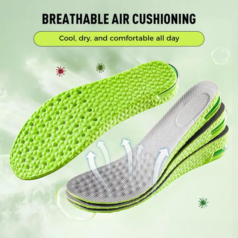Comfortable Insoles with Air Cushion Height-Increasing Effect and Arch Support