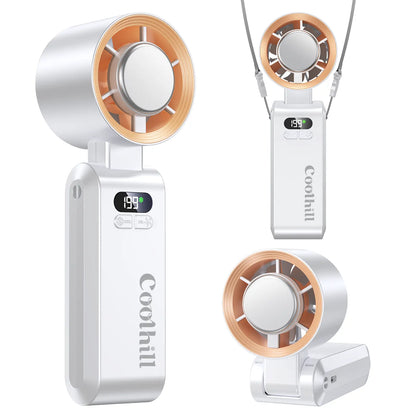 CoolHill ice fan Portable Handheld High Speed Fan 199 Adjustable Levels Foldable for Summer  Travel Vacation Essentials& Outdoor Activities with 13000 RPM Turbine Engine cool fan