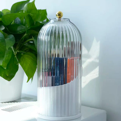 【 Valentines Gift】Portable PP Makeup Brush & Toothbrush Holder – 3-Grid Large Capacity Travel Organizer,Waterproof & moisture-resistant,Travel-friendly with dustproof lid,Multi-purpose: makeup brushes / toothbrush & toothpaste,Black Fridy Bathroom