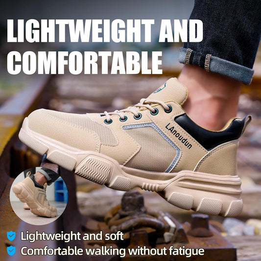 One-piece high-strength safety shoes, capable of withstanding a 3,000-pound heavy object impact, puncture-resistant, lightweight and breathable