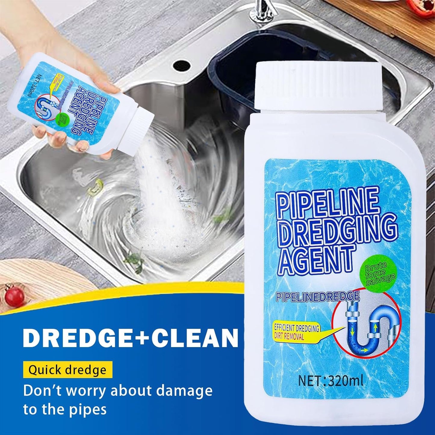 Pipeline Dredging Agent, Toilet Unclogger and Kitchen Sink Pipe Unblocking Powder