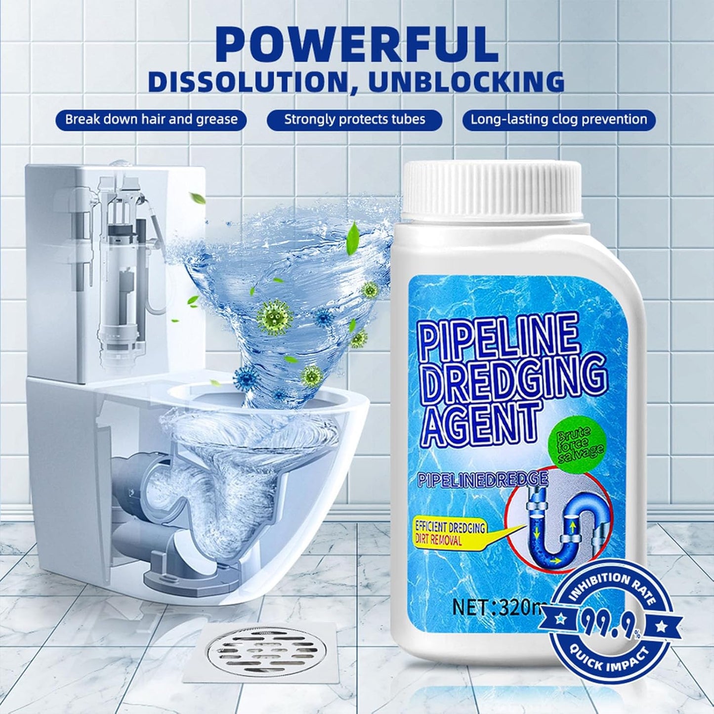 Pipeline Dredging Agent, Toilet Unclogger and Kitchen Sink Pipe Unblocking Powder