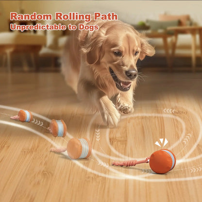QGI Interactive Dog Ball, Random Path Electric Automatic Moving and Rolling Dog Toy with Rope for Small Medium Large Dogs, Motion-Activated Dog Stimulation Toy for Boredom Relief