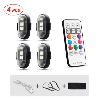 RGB Led Aircraft Strobe Light Remote Wireless Motorcycle Flash Light Warning Lights for   Bike Car Multifunctional