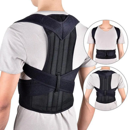 Reinforced Lumbar Posture Support Vest Back Belt. Adjustable Shoulder Spine Straightener with Neck Guide. Breathable Mesh Upper Body Brace for Men Women. Ergonomic Fixation Strap. Comfortable Home Office Gym Sports Gear. Black Daily Wellness Essentials.
