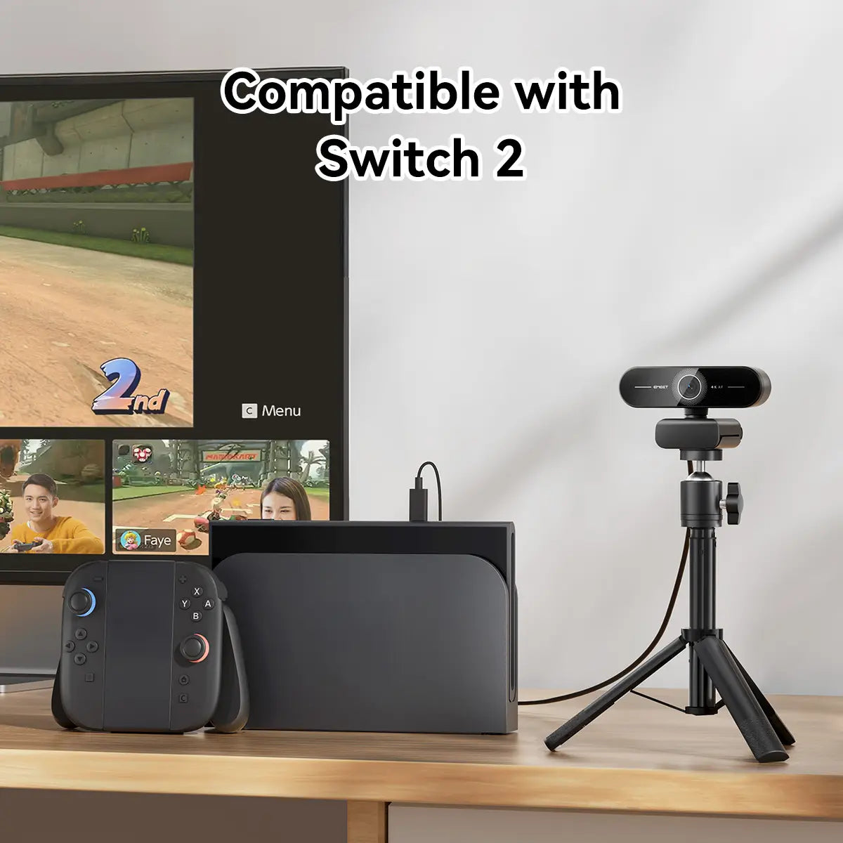 EMEET C60E 4K Webcam Streaming Camera for PC Laptop, Not for PS5, Gaming Accessories for Switch 2 Camera, 1080p@60fps, Fast AutoFocus, Fill Light, Plug & Play with Privacy Cover, Game Changer, Webcam 4K for Streaming Living