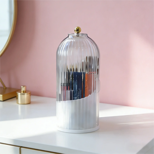 【 Valentines Gift】Portable PP Makeup Brush & Toothbrush Holder – 3-Grid Large Capacity Travel Organizer,Waterproof & moisture-resistant,Travel-friendly with dustproof lid,Multi-purpose: makeup brushes / toothbrush & toothpaste,Black Fridy Bathroom