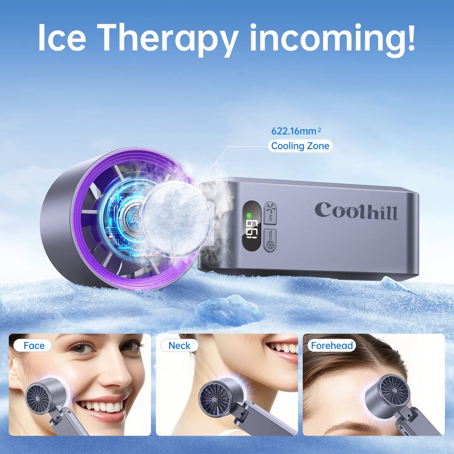 CoolHill ice fan Portable Handheld High Speed Fan 199 Adjustable Levels Foldable for Summer  Travel Vacation Essentials& Outdoor Activities with 13000 RPM Turbine Engine cool fan