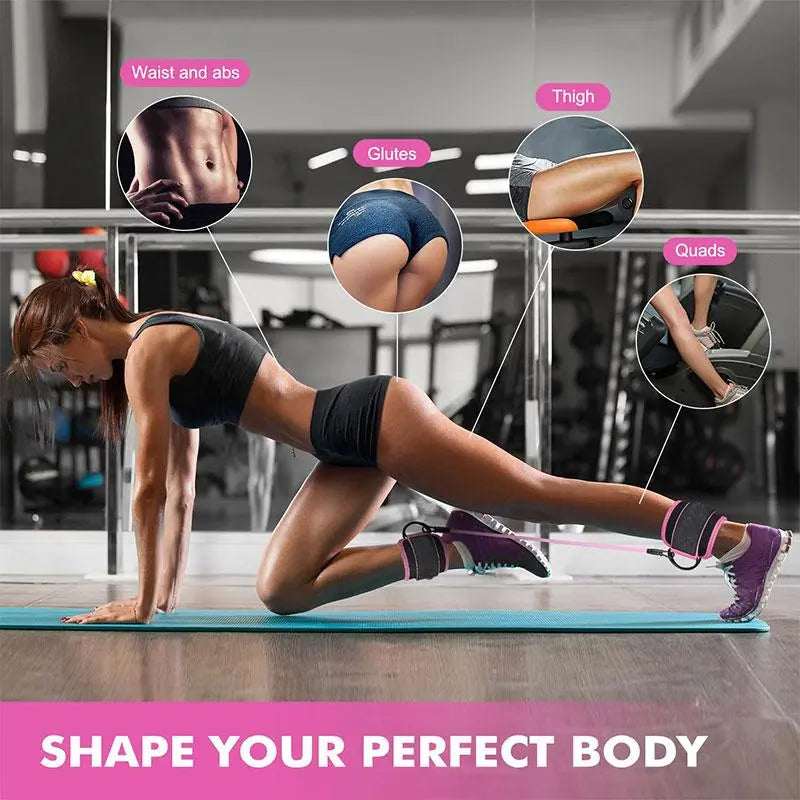 Ankle Resistance Bands with Cuffs, 1 Set Ankle Bands for Leg and Glute Workouts, Booty Workout Equipment for Kickbacks and Hip Fitness Training, Glutes Exercise Equipment