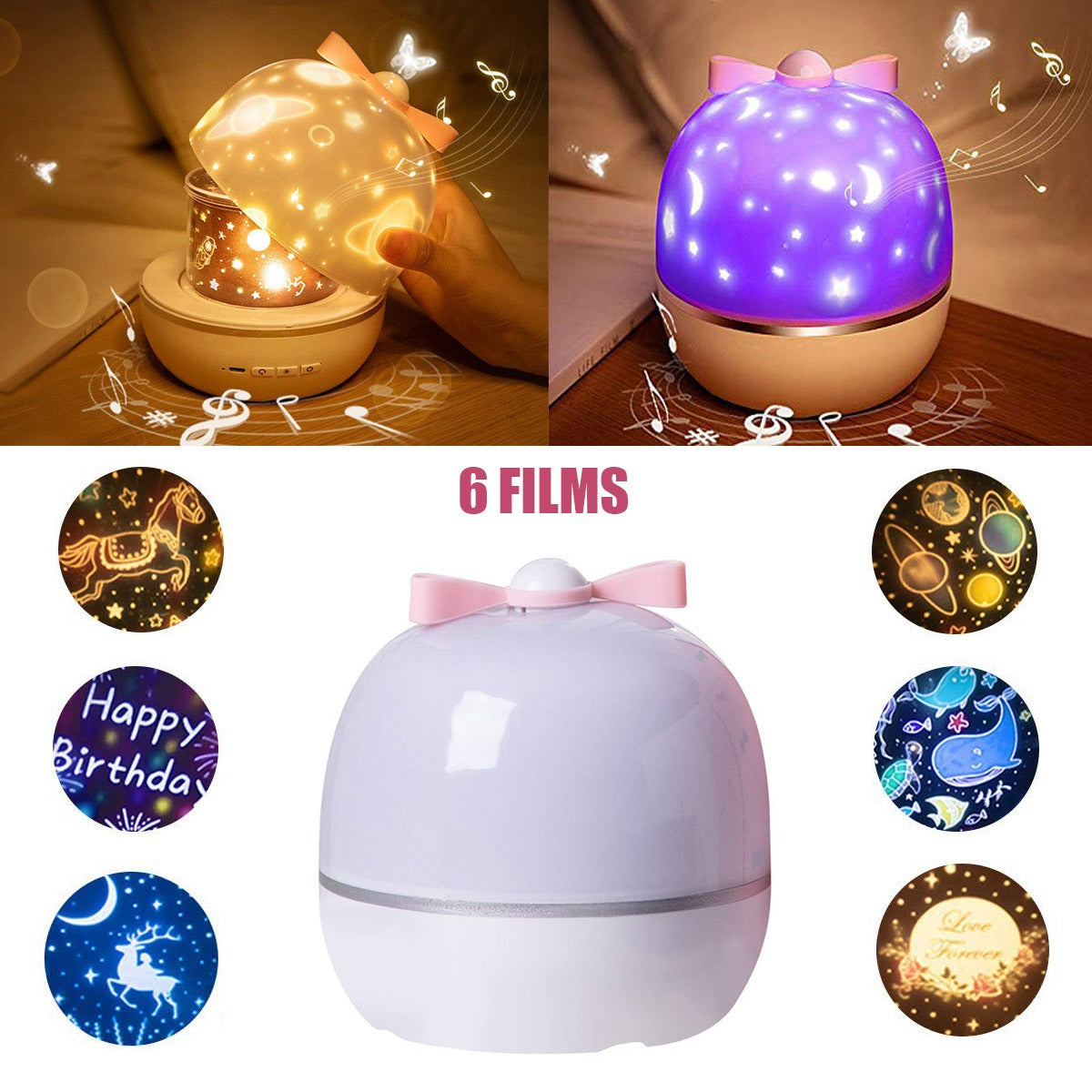 Projection Lamp 12 Pattern Rotating Options Rechargeable Romantic Dream Projection Easy Operation Night Light