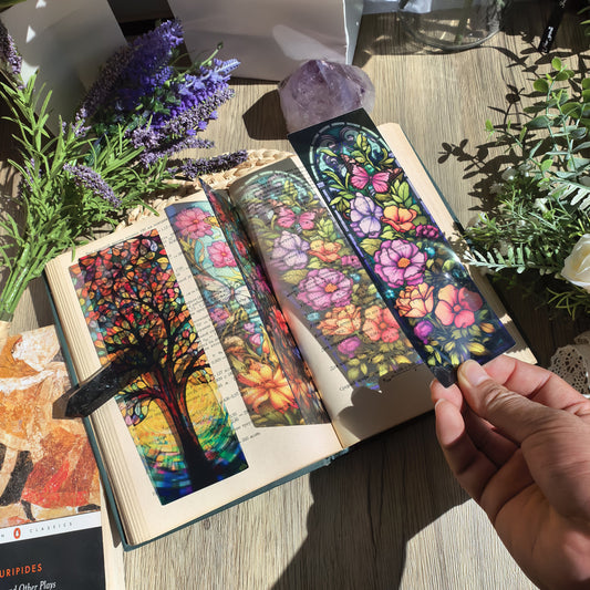 A Spiritual Gift from Nature - Plant Life Translucent Bookmark,Elevate Your Reading Experience with Stained Glass Bookmarks