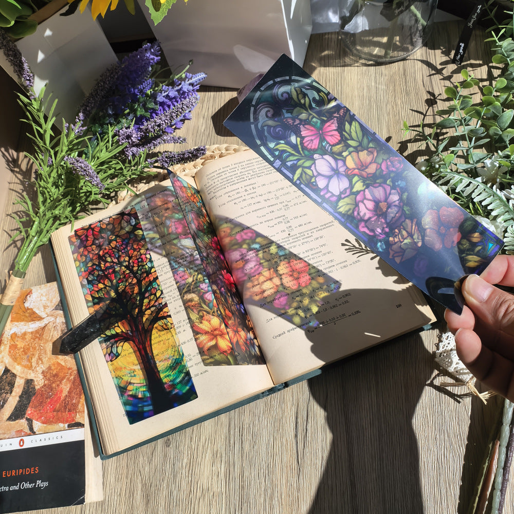 A Spiritual Gift from Nature - Plant Life Translucent Bookmark,Elevate Your Reading Experience with Stained Glass Bookmarks