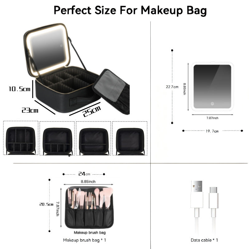 LED-Lit Makeup Bag with Spacious Storage