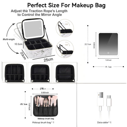LED-Lit Makeup Bag with Spacious Storage