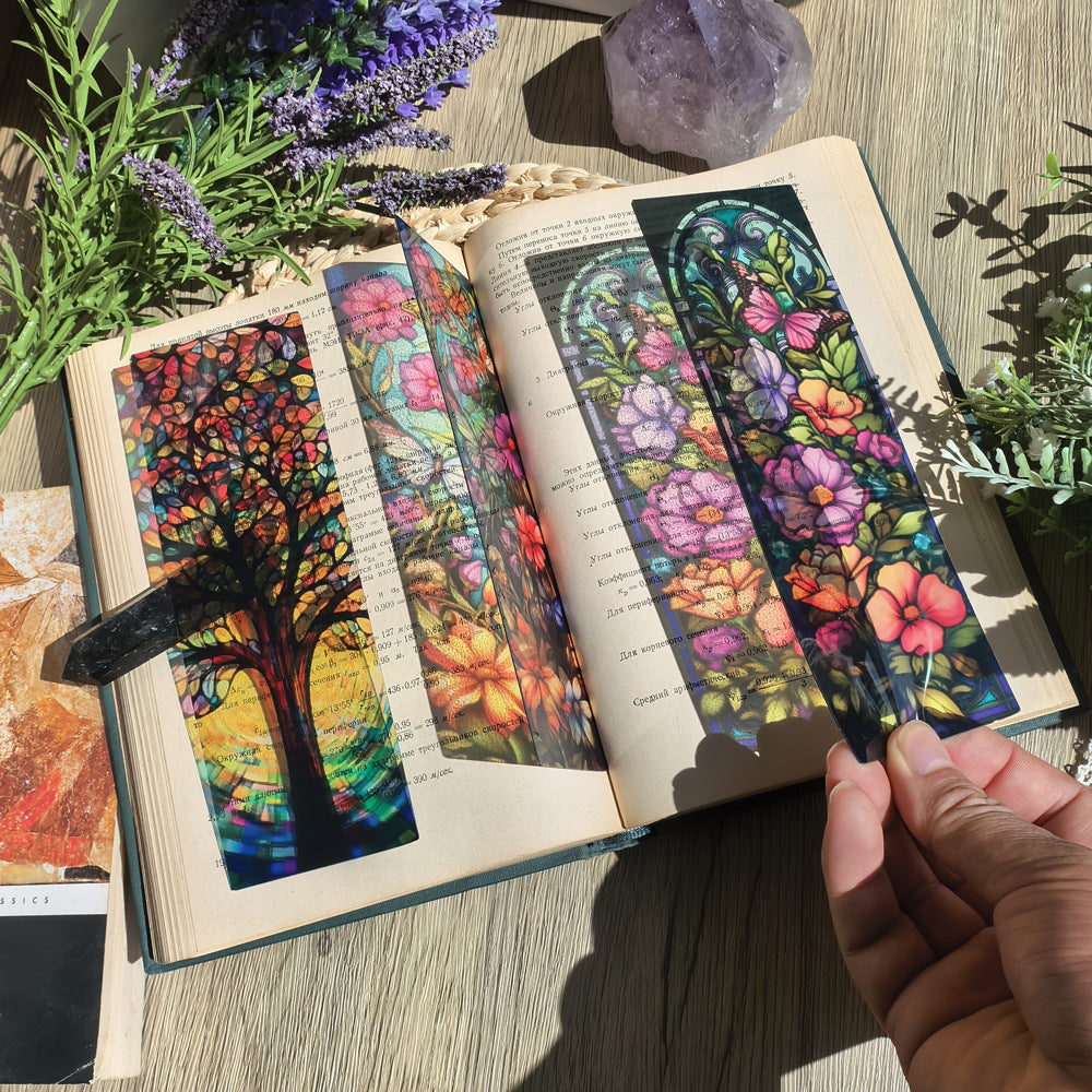 A Spiritual Gift from Nature - Plant Life Translucent Bookmark,Elevate Your Reading Experience with Stained Glass Bookmarks
