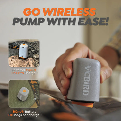 VACBIRD New X8 Vacuum Packing Pump Storage Bags-Rechargeable Wireless Pump Travel Storage Bags Set - 20 Pack Portable Space Saver Bags for Travel & Home - Vacuum Compression Packing Seal for Clothes, Blankets, Seasonal Storage