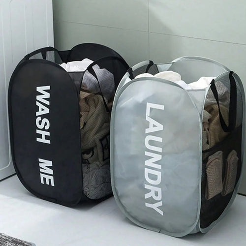 Foldable Laundry Basket with Handle, Home Storage Bin for Dirty Clothes, Durable Organizer for Bathroom & Closet Use, Collapsible Laundry Hamper