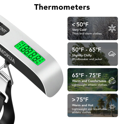 MOKUA Portable Digital Luggage Scale, Pet Scale for Accurate Weighing, 110lbs Hanging Baggage Scale with Backlit LCD Display, Portable Suitcase Weighing Scale, Travel Luggage Weight Scale with Hook, Strong Straps for Travelers