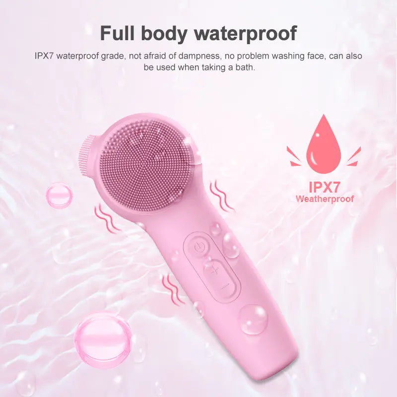 Facial Cleansing Brush Skin Massager Electric Silicone LED Lighting Face Brush Sonic Vibration IPX7 Waterproof