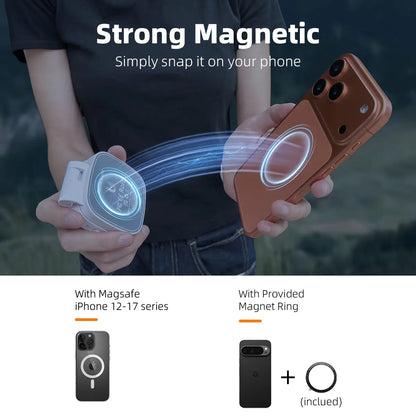 Weilisi Magnetic Selfie Light Compatible with iPhone Magsafe, Adjusted 5 Modes,CRI97+ Rechargable LED Phone Fill Light with Mirror for Selfies, Photography, Makeup, Vlogs, TikTok, Video Recording（Included Metal Ring)