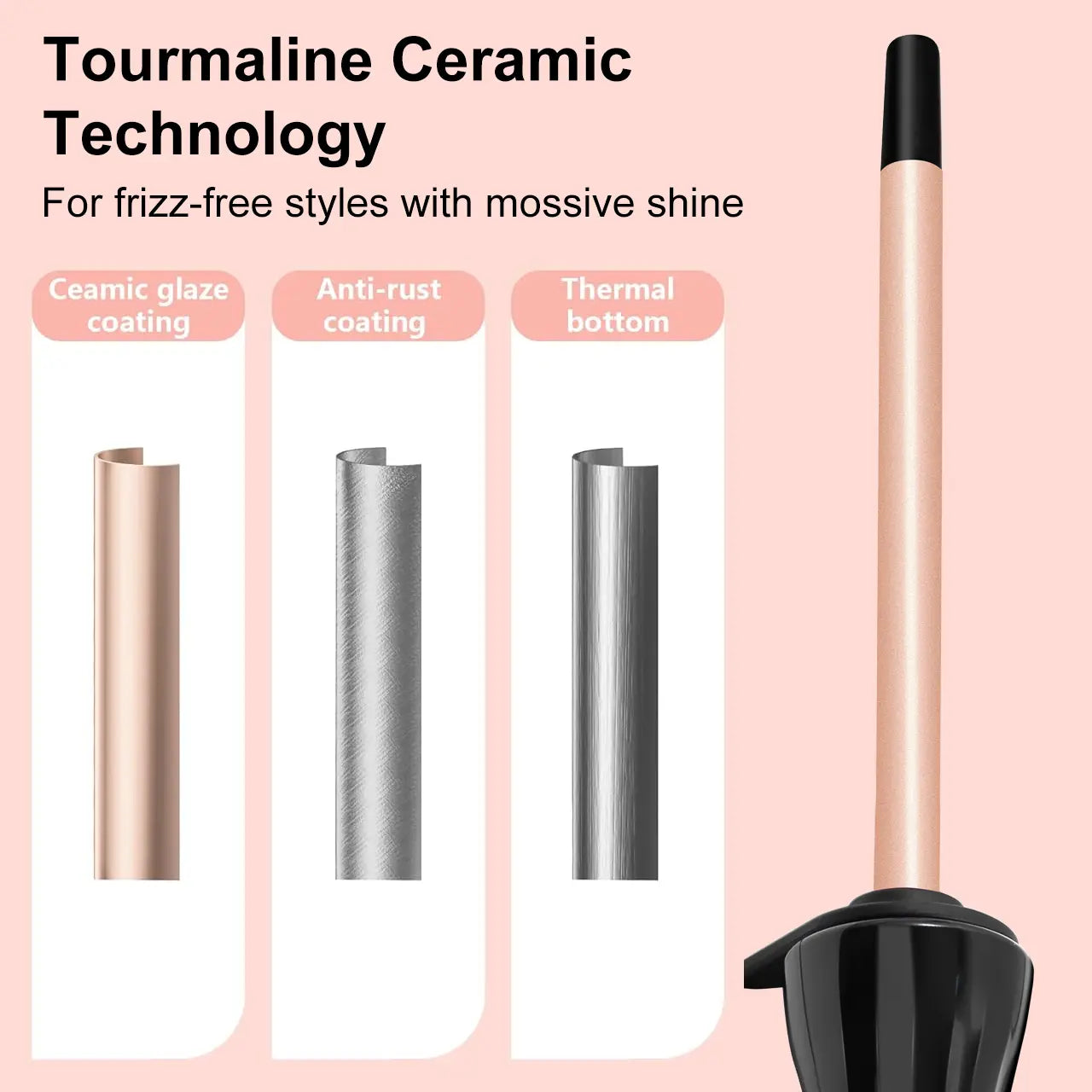 Hatteker 3/8 Inch Hair Curling Iron,9mm Tiny Curling Wand for Home & Salon Use,Portable Hair Styling Tool for Women & Girls,for Short & Long Hair