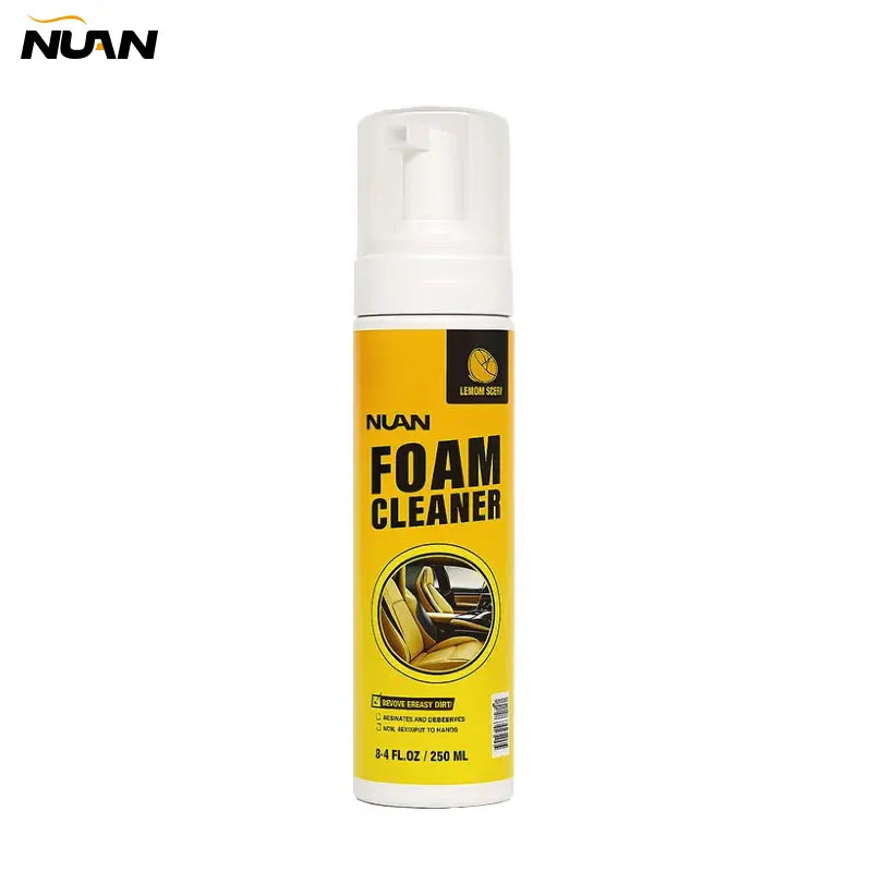 NUAN-Car Interior Foam Cleaning Spray: An all-in-one household cleaner suitable for kitchens, bathrooms, and both interior and exterior car surfaces. One-step effective stain removal.