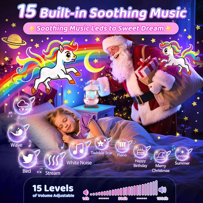 Onefire Kids Night Light Grandparents Gifts  Grandkids 15Films&15 White Noises Remote Cartoon Star Projector Sensory Lamp Princess Room Decor Toddler Sound Machine Autistic Children Baby Unicorn Dinosaur Egg Toys Birthday Ages1-10 Granddaughter Grandson